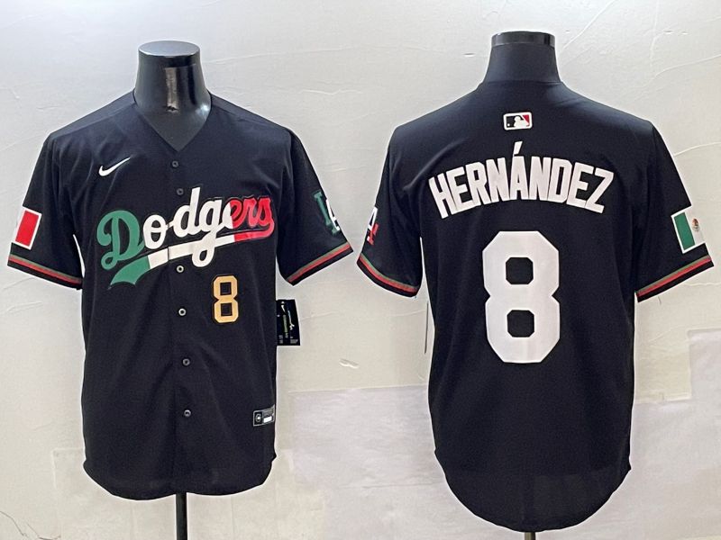 Men Los Angeles Dodgers #8 Hernandez Black Mexico Nike 2025 MLB Jersey style 4->los angeles dodgers->MLB Jersey
